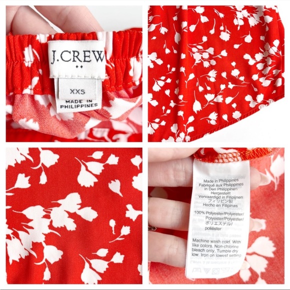 J. Crew brand new hi low asymmetrical midi skirt, red and white, Size XXS - Picture 5 of 8